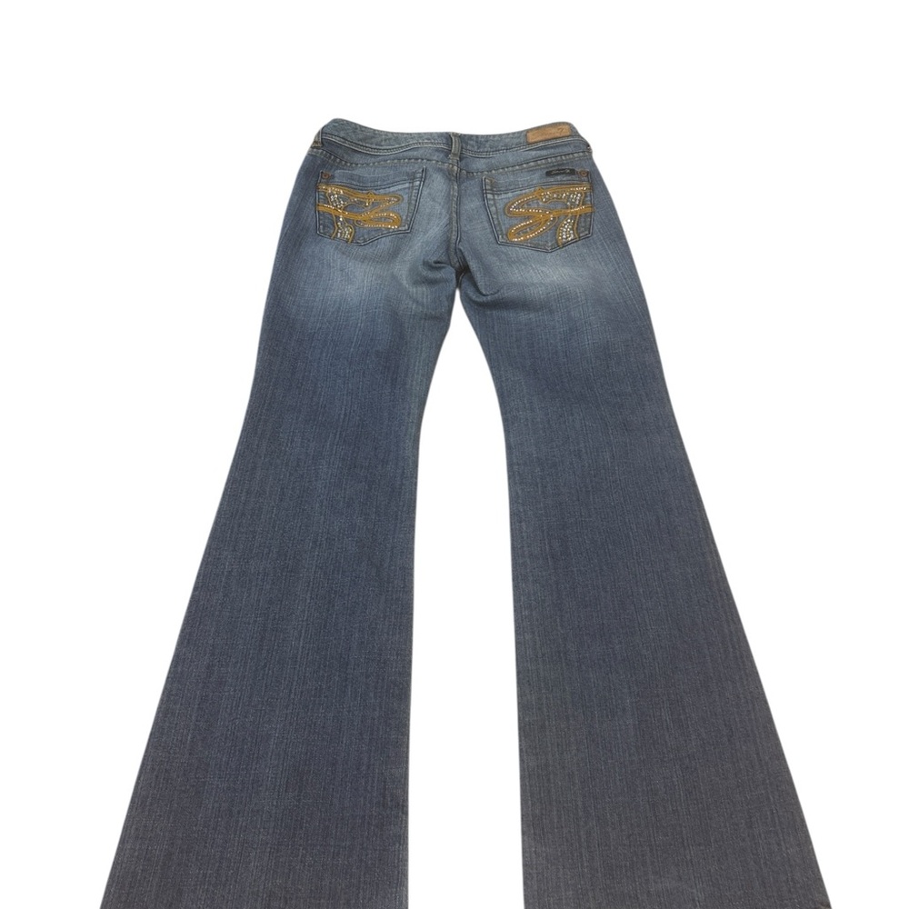 Vintage Y2K Seven7 women’s sz 28  jeans Rhinestone Flare Low Rise Bootcut blue - Picture 16 of 16